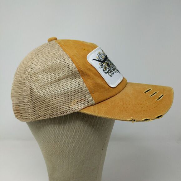 Cheeky's Junkie Women's Slideback Hat Tan Yellow Adjustable Distressed - Picture 6 of 11